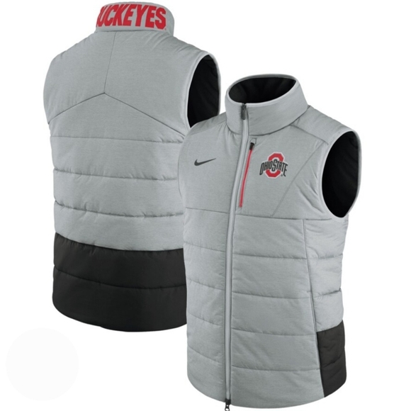 NWOT Nike Ohio State Buckeyes Puffer Vest - Size Large - 35023X-OS5 - Grey/Red